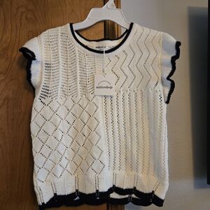 Mittoshop Cream and Black Knit Sweater